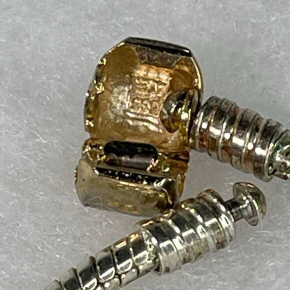 Pandora Moments charm bracelet 14K clasp & sterling snake chain. - Picture 3 of 9